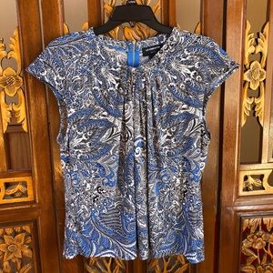 Liz Claiborne Paisley Print Pleated Blouse